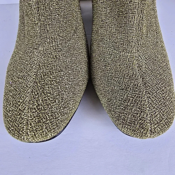 Free People Women's Spectrum Sparkle Sock Boot in Gold Block Heel Size 37/ 6.5 - Picture 4 of 13